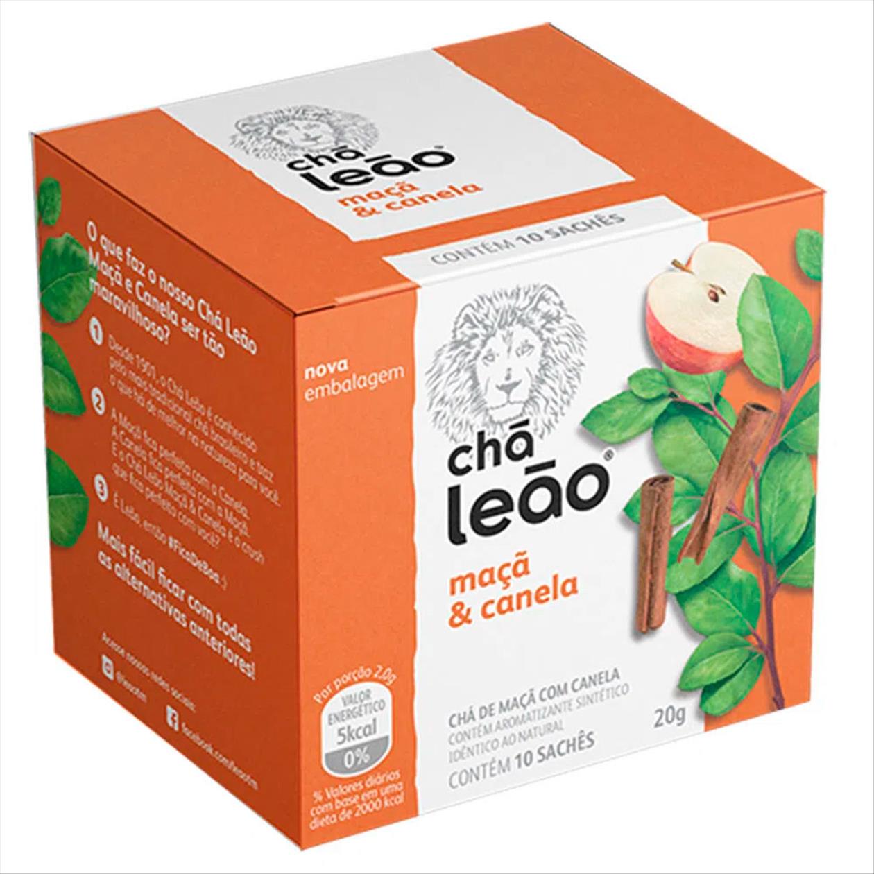 Chá Leão Maçã e Canela Caixa Com 10 Sachês 20g