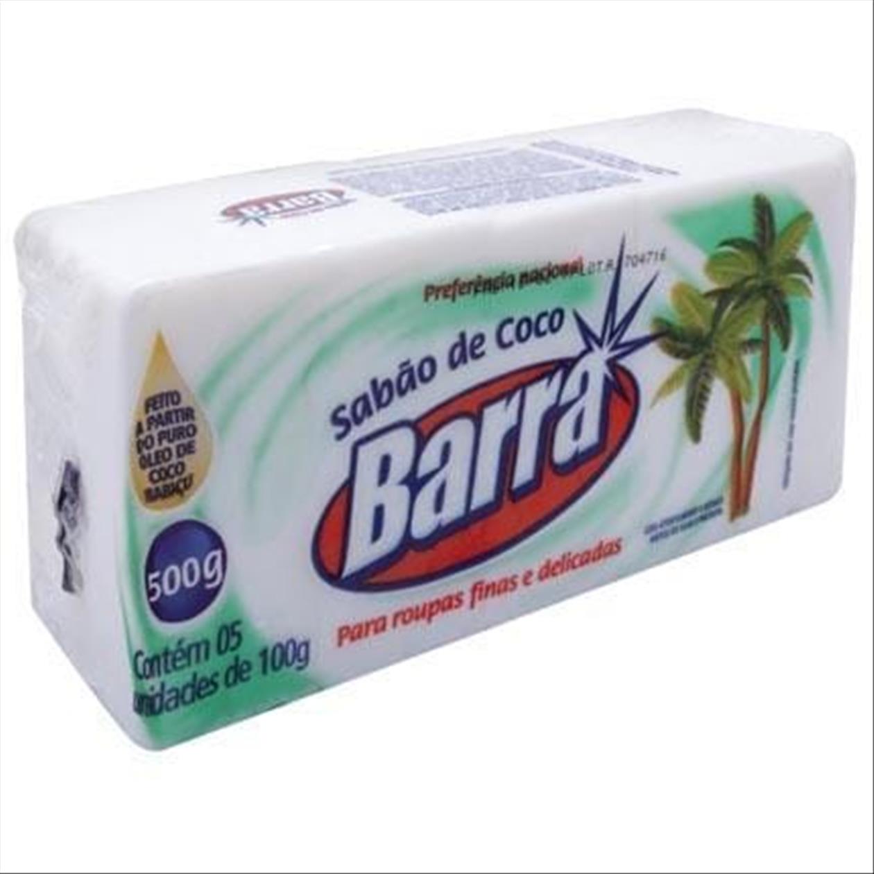 Sabão De Coco Barra Com 5 Unidades 500g