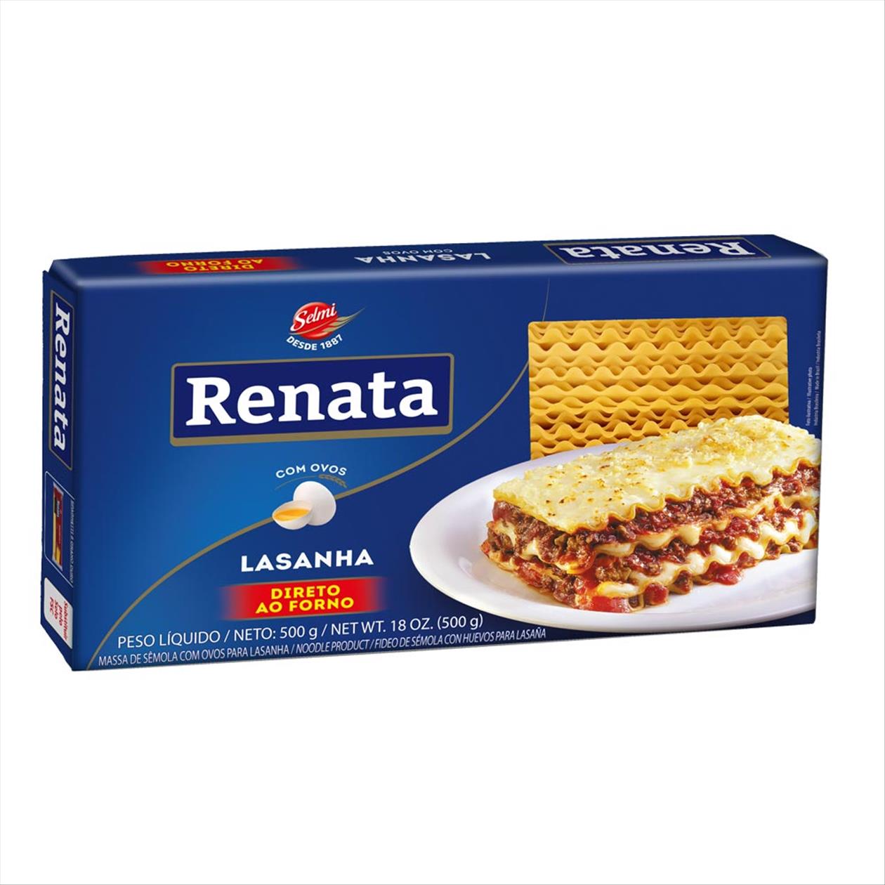Massa de Lasanha Com Ovos Direto ao Forno Renata 500g