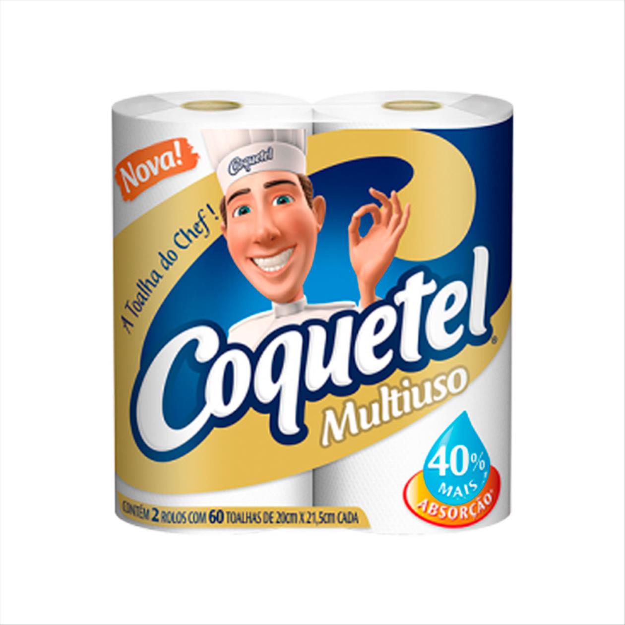 Papel Toalha Coquetel 19Cm X 19Cm com 2 Rolos com 60 Folhas Cada