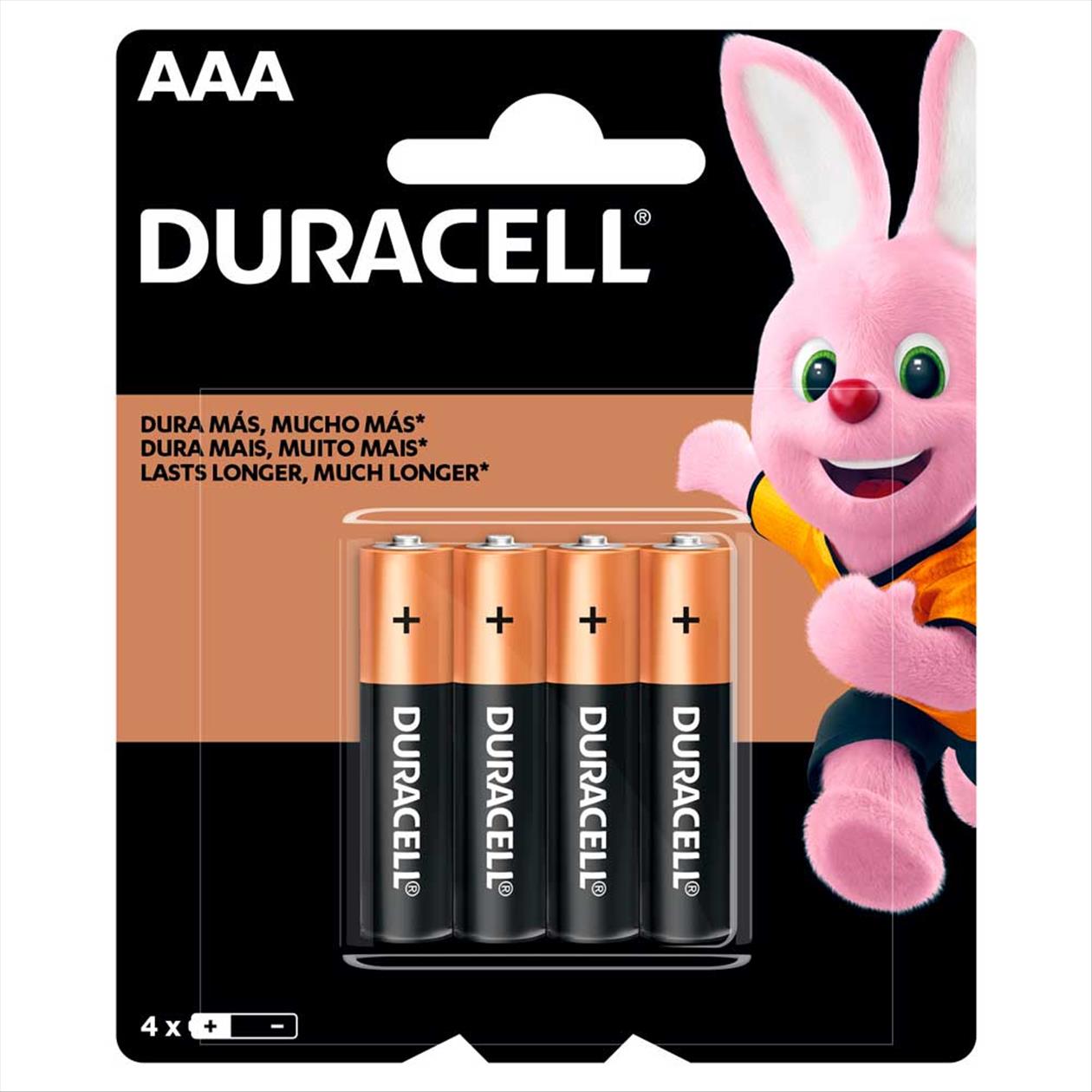 Pilha Duracell Palito AAA com 4 Unidades