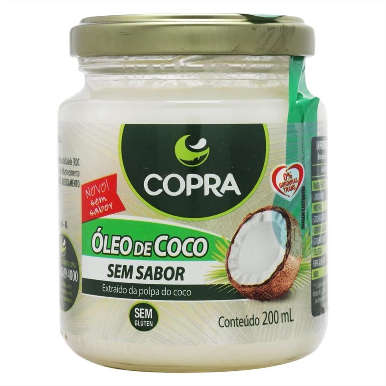 Óleo De Coco Copra Sem Sabor Vidro 200ml
