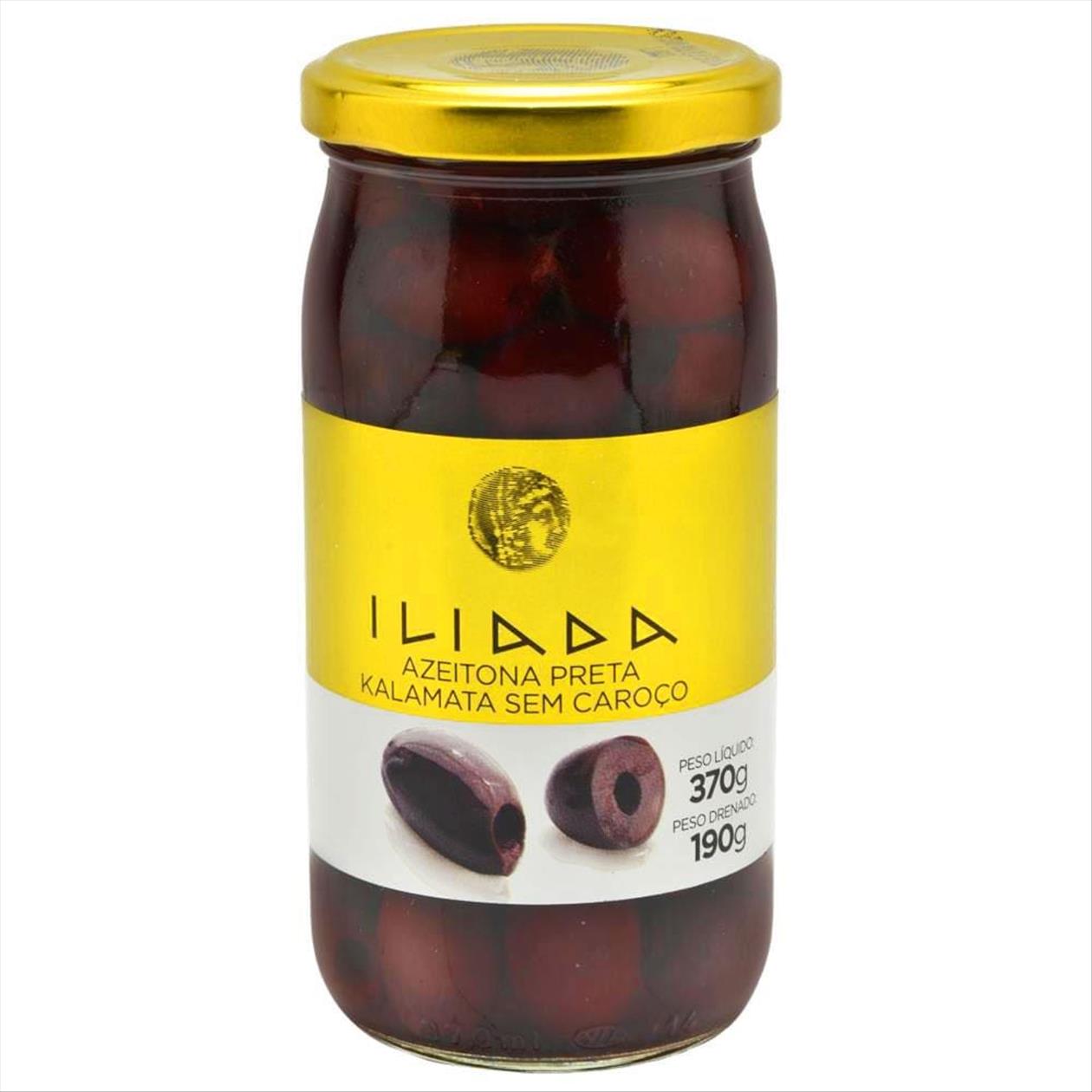 Azeitona Preta Kalamata Sem Caroço Grega Iliada 190g