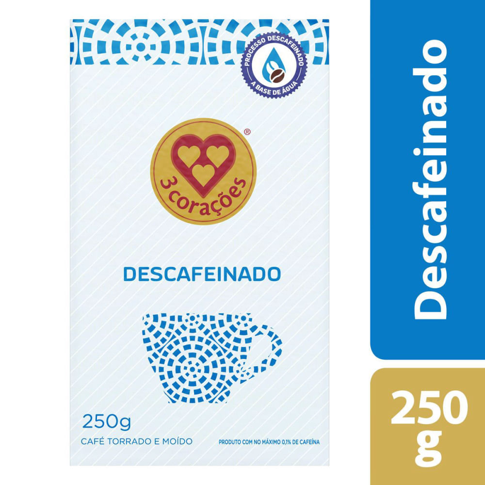 Café Moído a Vácuo Descafeinado 3 Corações 250g
