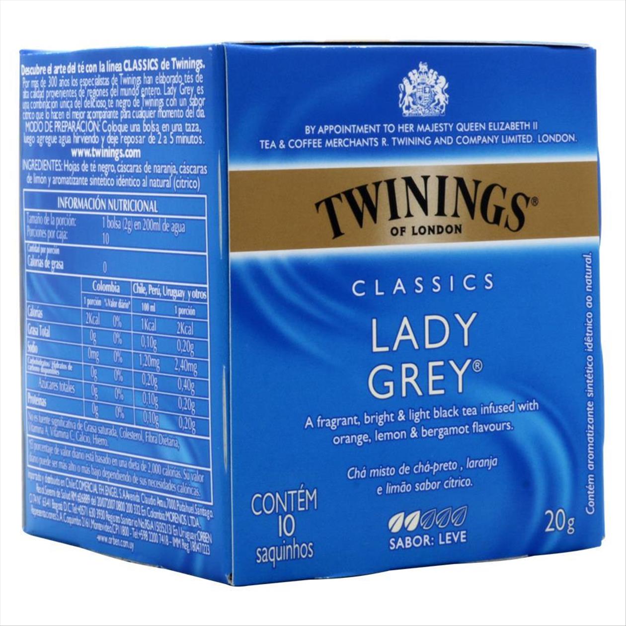 Chá Twinings Of London Lady Grey Caixa Com 10 Sachês 20g