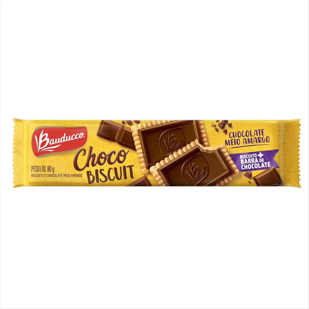 Choco Biscuit Bauducco Chocolate Meio Amargo Pacote 80g