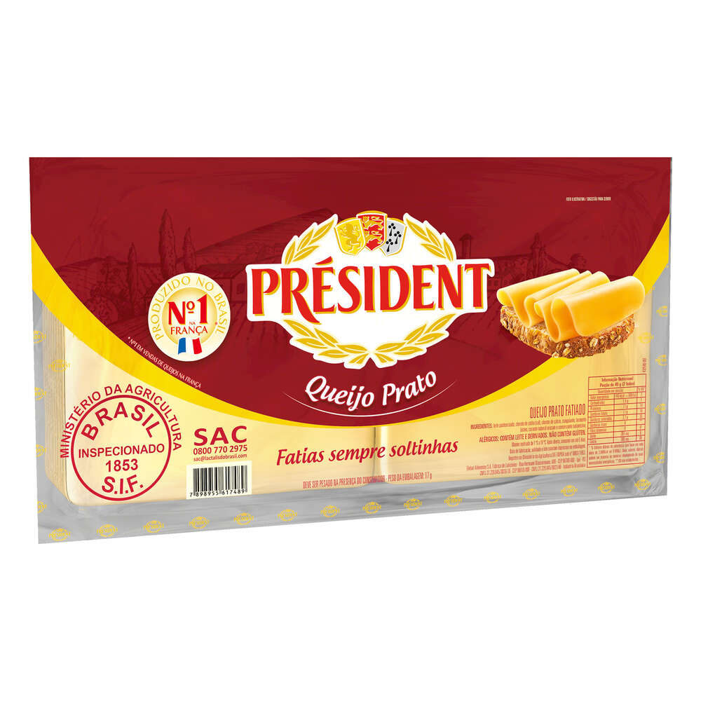 Queijo Prato Fatiado Président 1Kg
