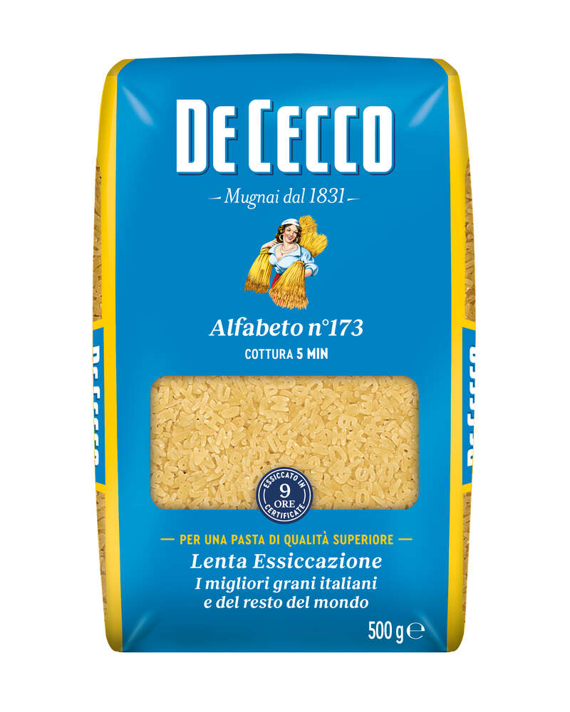 Massa de Letrinhas Alfabeto Italiano De Cecco nº 173 500g