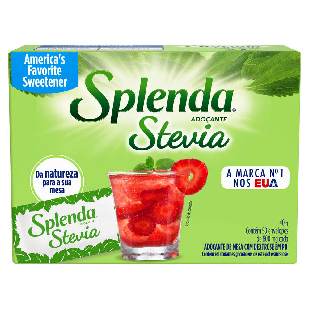 Adoçante em Pó Stevia Splenda Caixa com 50 Envelopes 40g