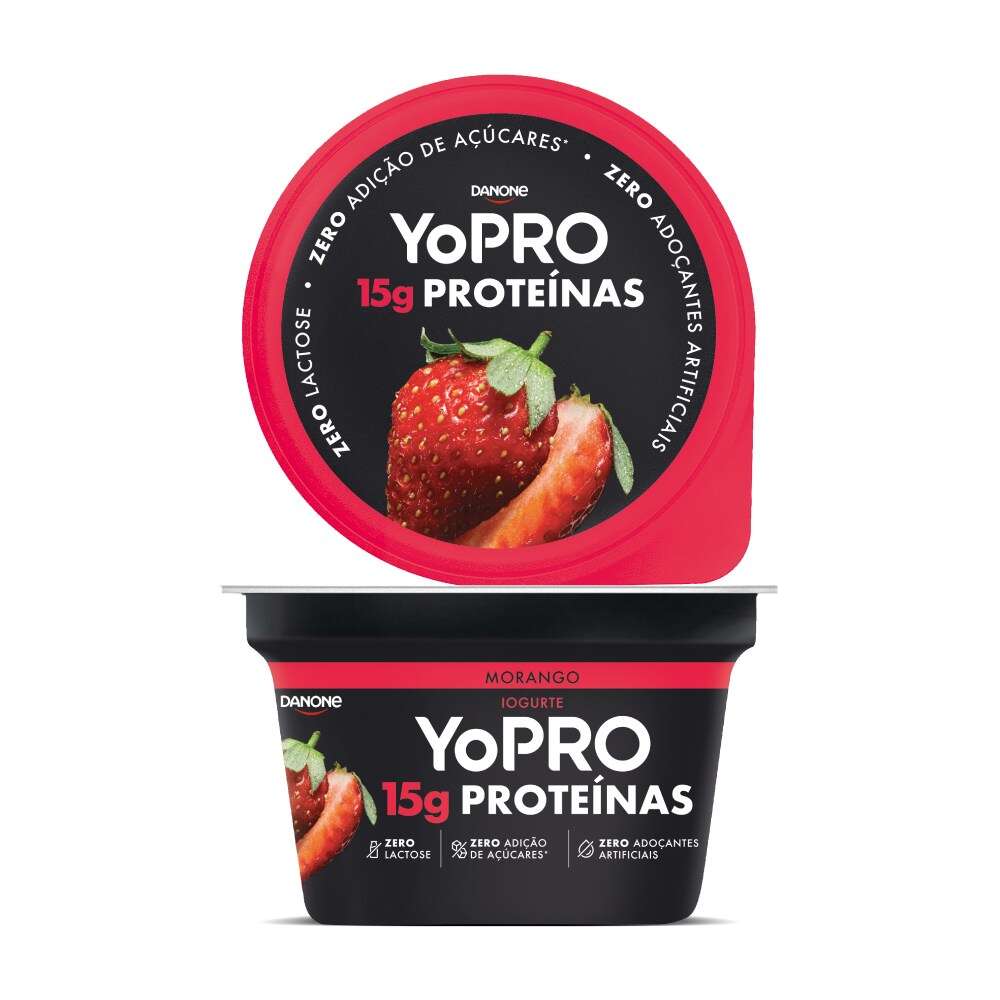 Iogurte Desnatado Yopro 15g High Protein Morango Pote 160g