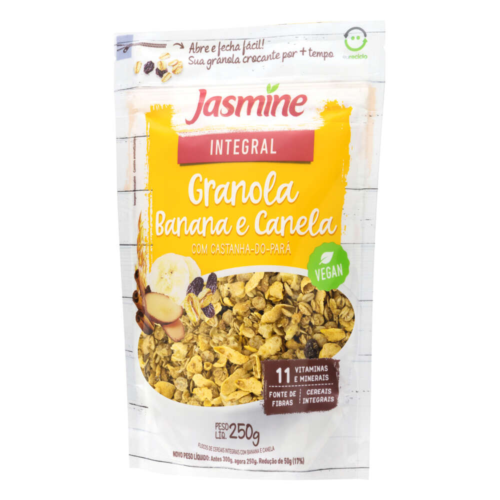 Granola Integral Vegana Banana e Canela Jasmine Pacote 250g