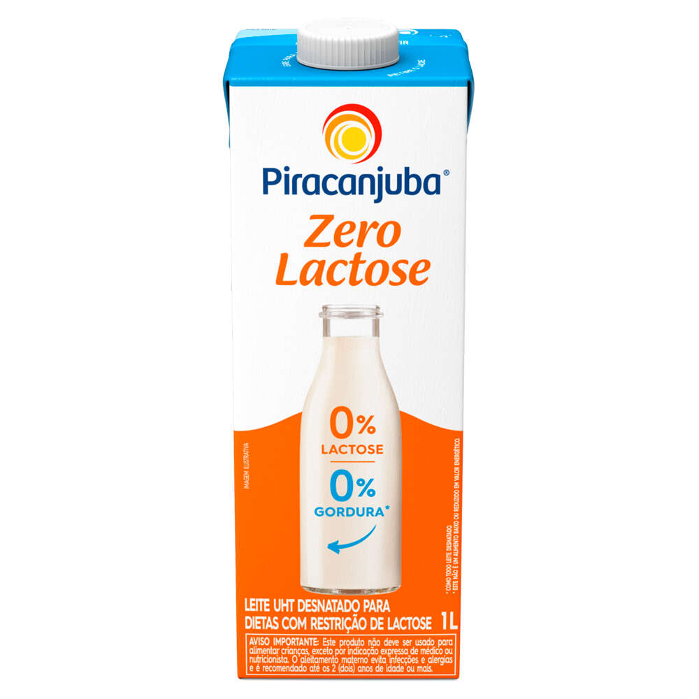 Leite UHT Desnatado Zero Lactose Piracanjuba Caixa com Tampa 1l