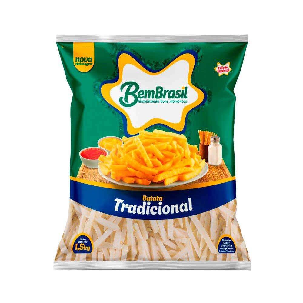 Batata Pré-Frita Palito Tradicional Congelada Bem Brasil Pacote 1,5kg