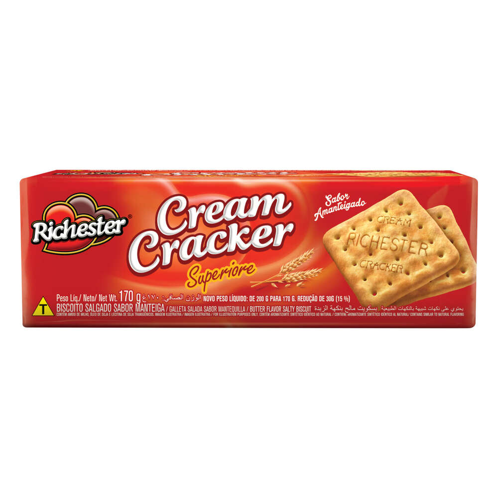 Biscoito Cream Cracker Amanteigado Richester Superiore Pacote 170g