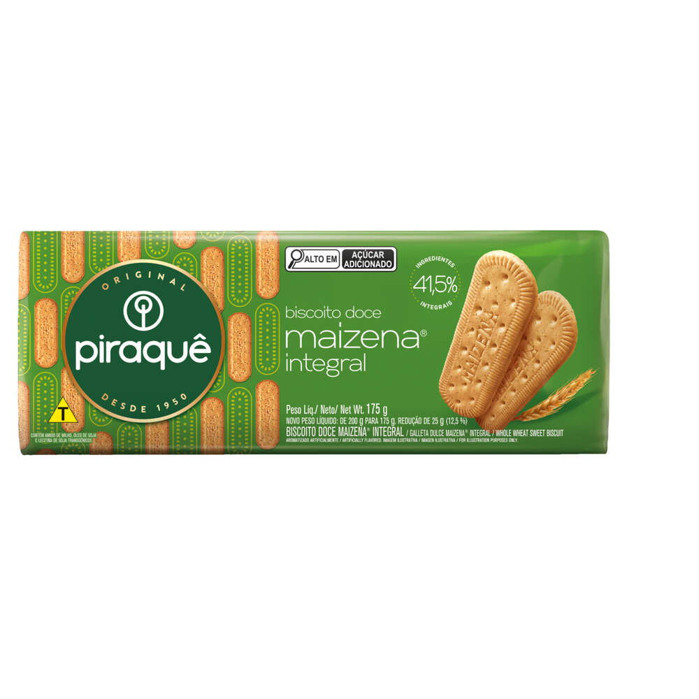 Biscoito Maizena Integral Piraquê Pacote 175g