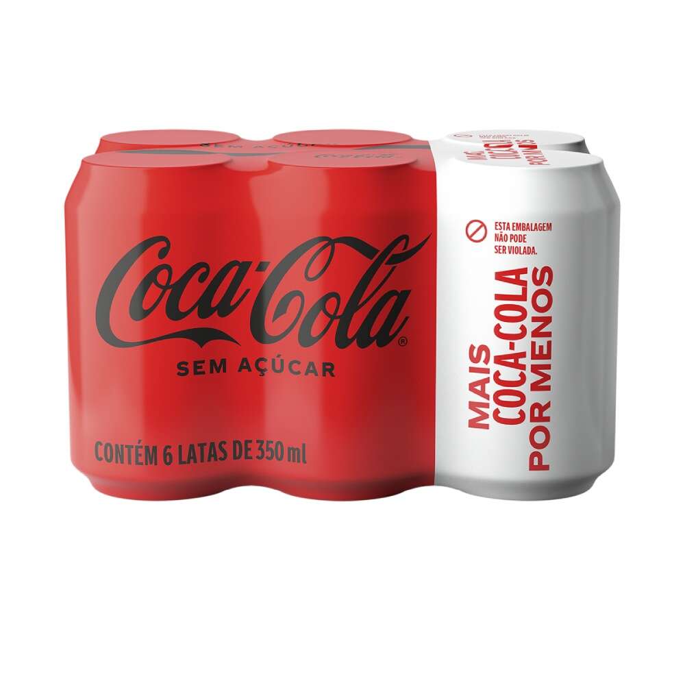 Pack Refrigerante sem Açúcar Coca-Cola Lata 6 Unidades 350ml Cada Leve Mais Pague Menos