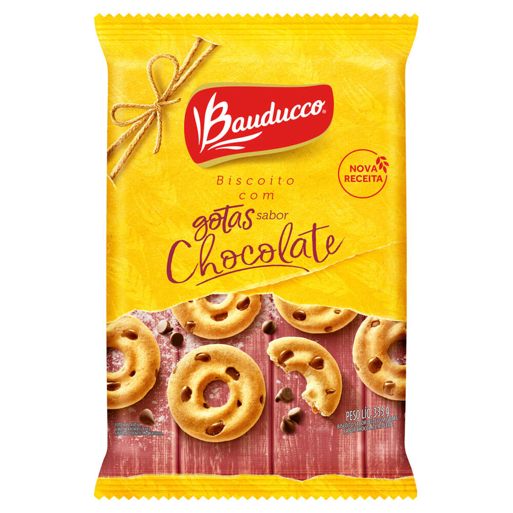 Biscoito Leite com Gotas de Chocolate Bauducco Pacote 335g