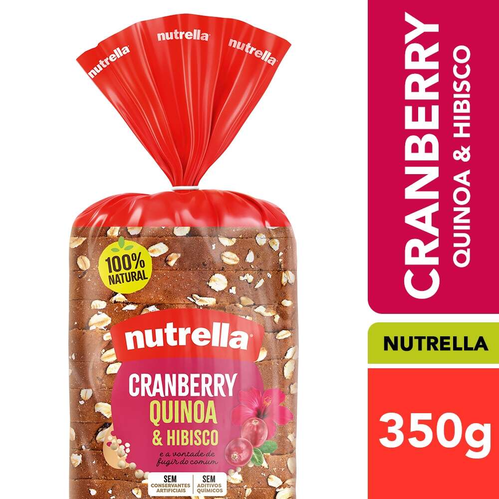 Pão de Forma Nutrella Cranberry Quinoa & Hibisco 350g