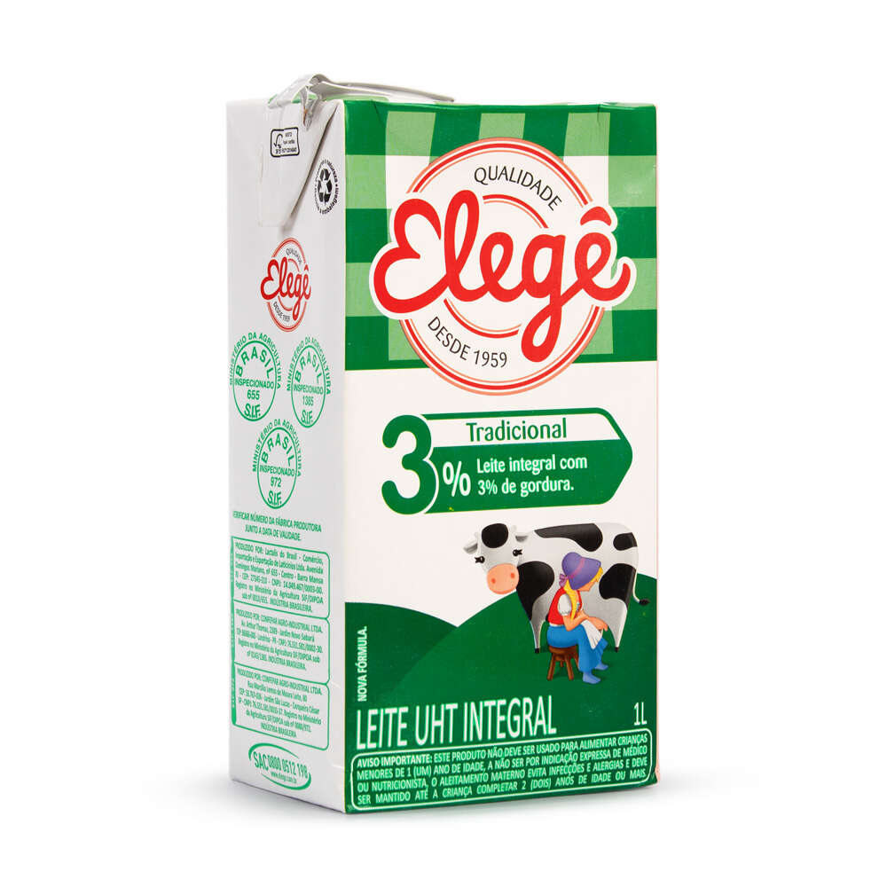 Leite Longa Vida Integral Elegê Tetra Pak 1L