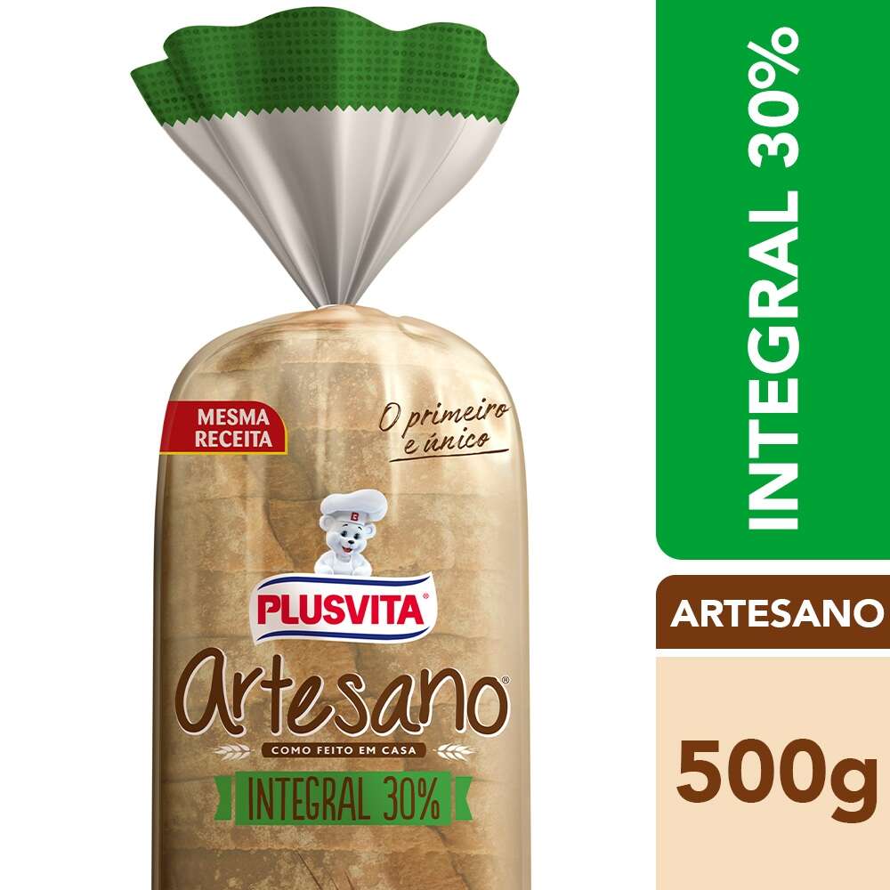 Pão de Forma Artesano Integral Plusvita 500g