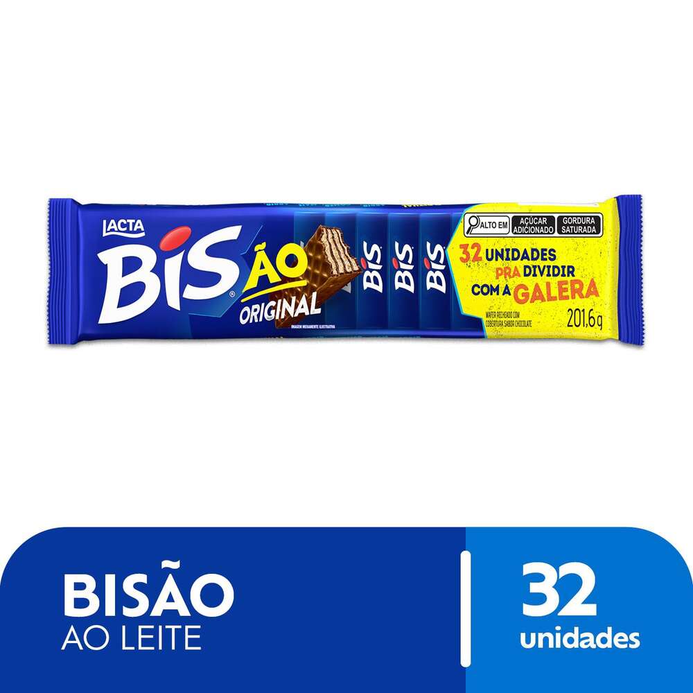 Bisão Original Ao Leite (Wafer Recheado e com Cobertura Sabor Chocolate Ao Leite) 201,6g
