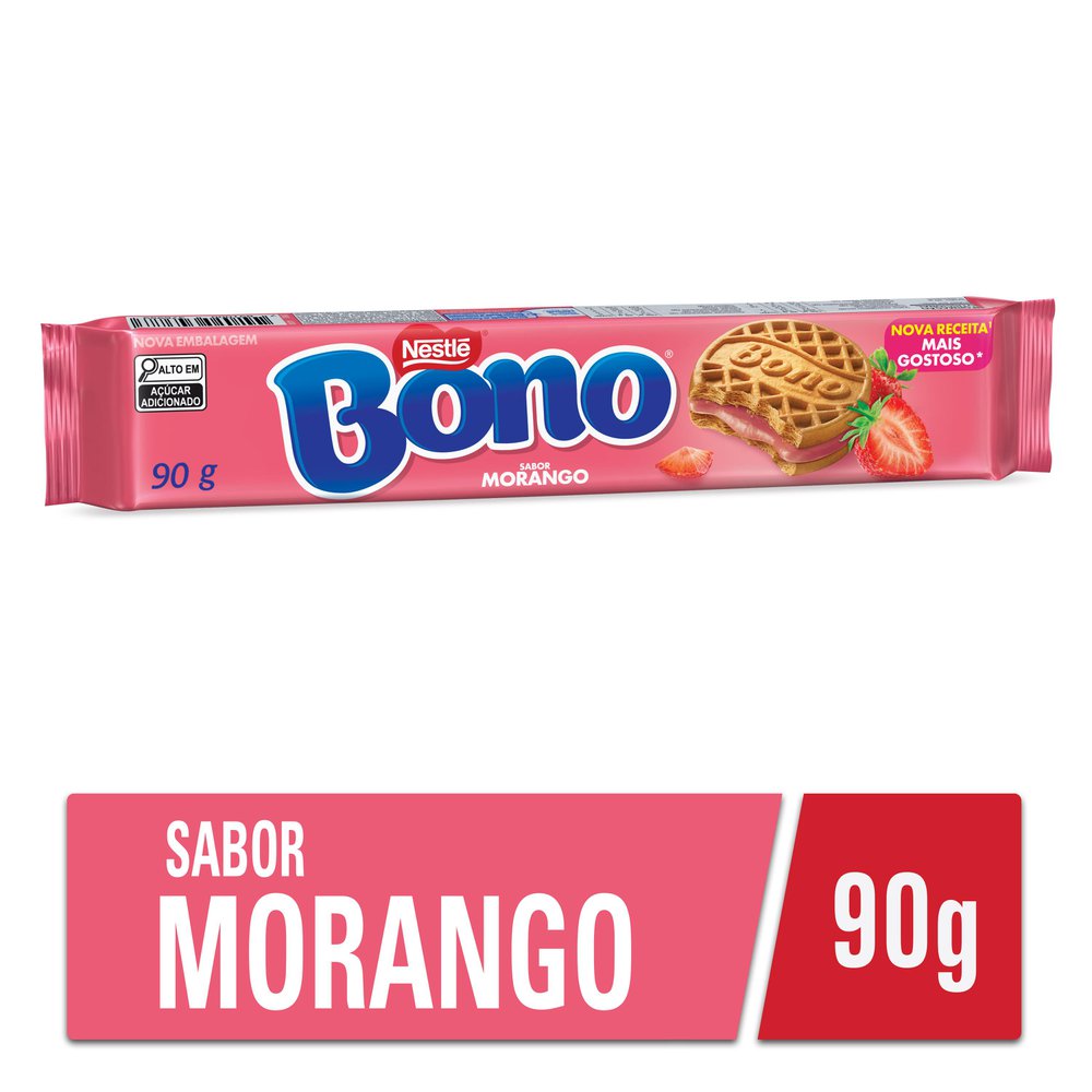 Biscoito Recheado Bono Morango 90g