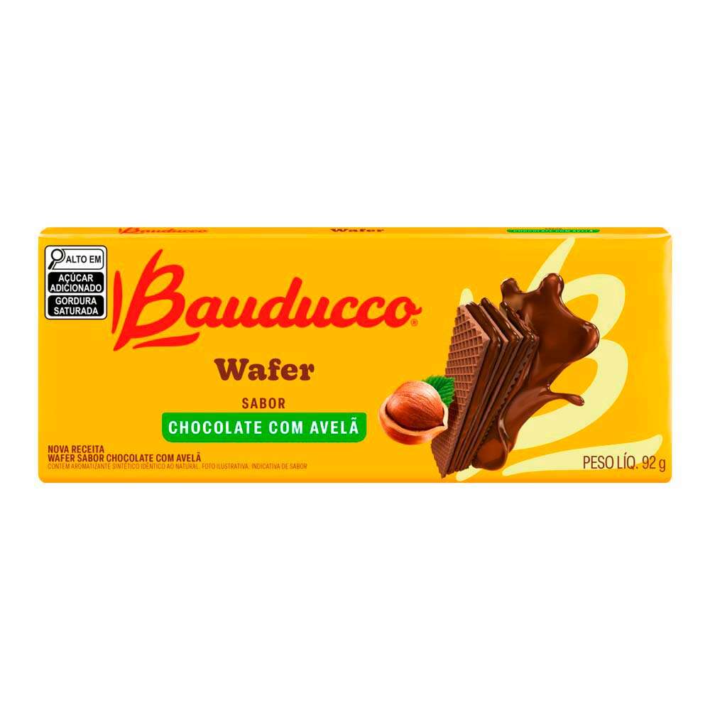 Biscoito Wafer Chocolate com Avelã Bauducco 92g