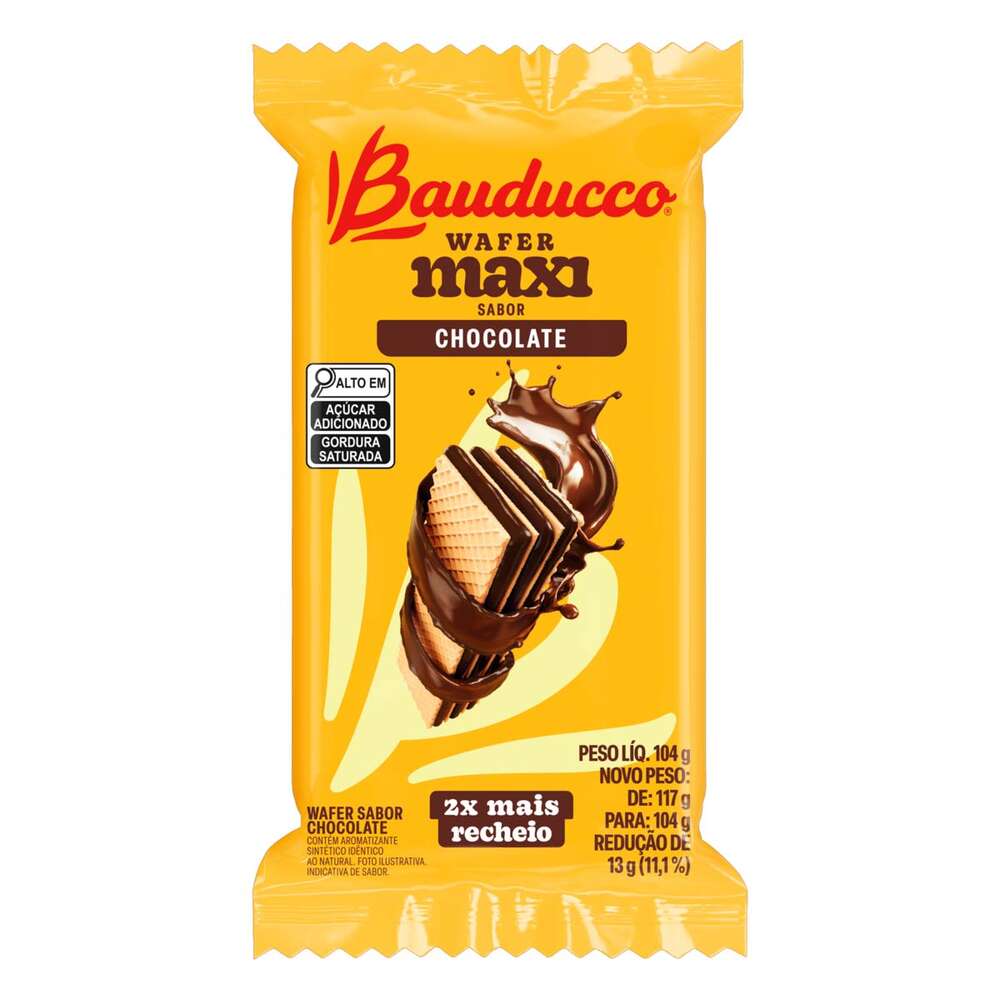 Biscoito Wafer Chocolate Bauducco Maxi 104g