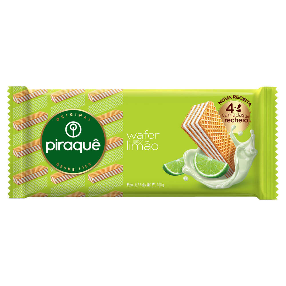 Biscoito Wafer Recheio Limão Piraquê Pacote 100g