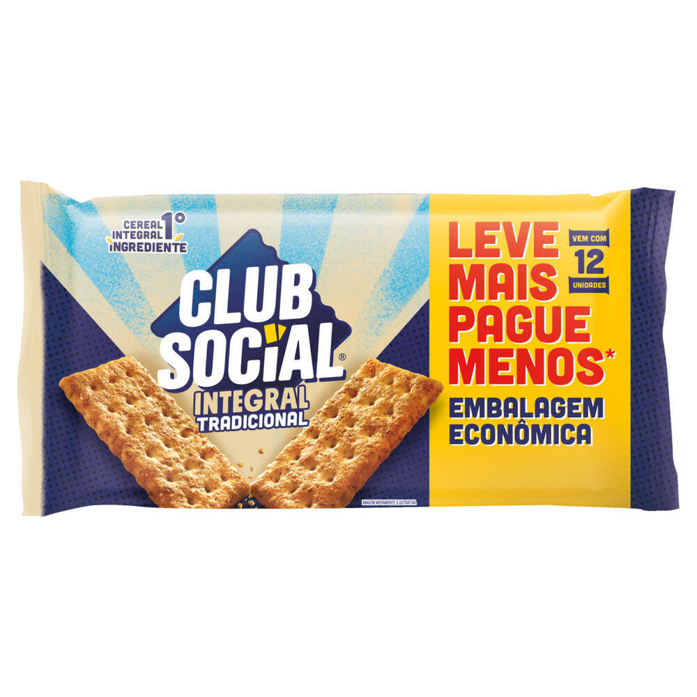Biscoito Club Social Integral Pacote com 12 Unidades 288g