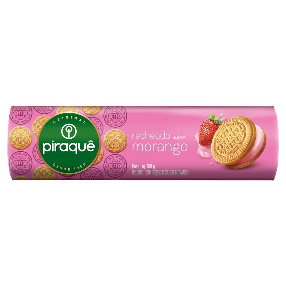 Biscoito Piraquê Recheado de Morango 160g