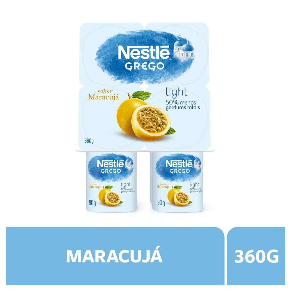 Iogurte Light Nestlé Grego Maracujá Bandeja Com 4 Unidades 360g