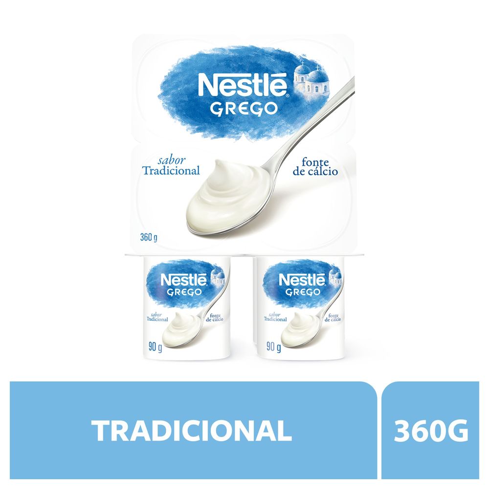 Iogurte Grego Tradicional Nestlé Bandeja 360g 4 Unidades
