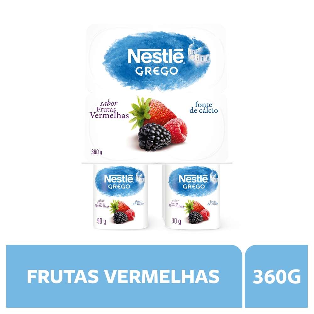 Iogurte Grego Frutas Vermelhas Nestlé com  4 Unidades 360g