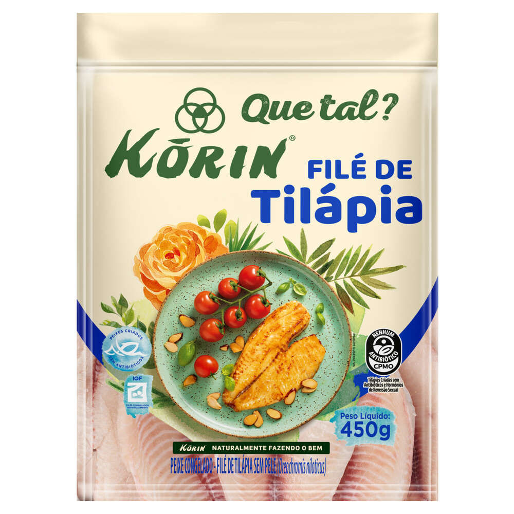 Filé de Tilápia Sem Pele Congelado Korin 450g
