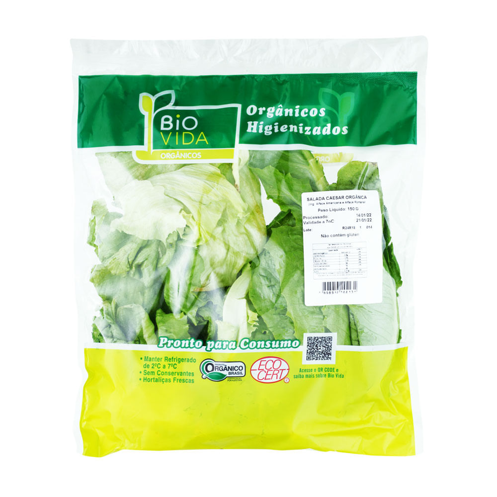 Salada Caesar Orgânica Higienizada Bio Vida + Quasi Pronto