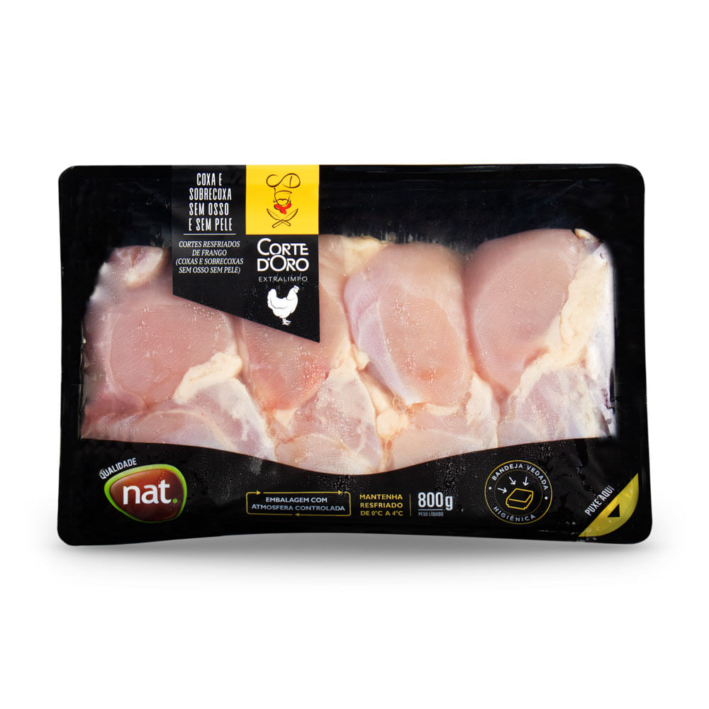 Filé de Coxa e Sobrecoxa sem Pele Corte D'Oro 800g