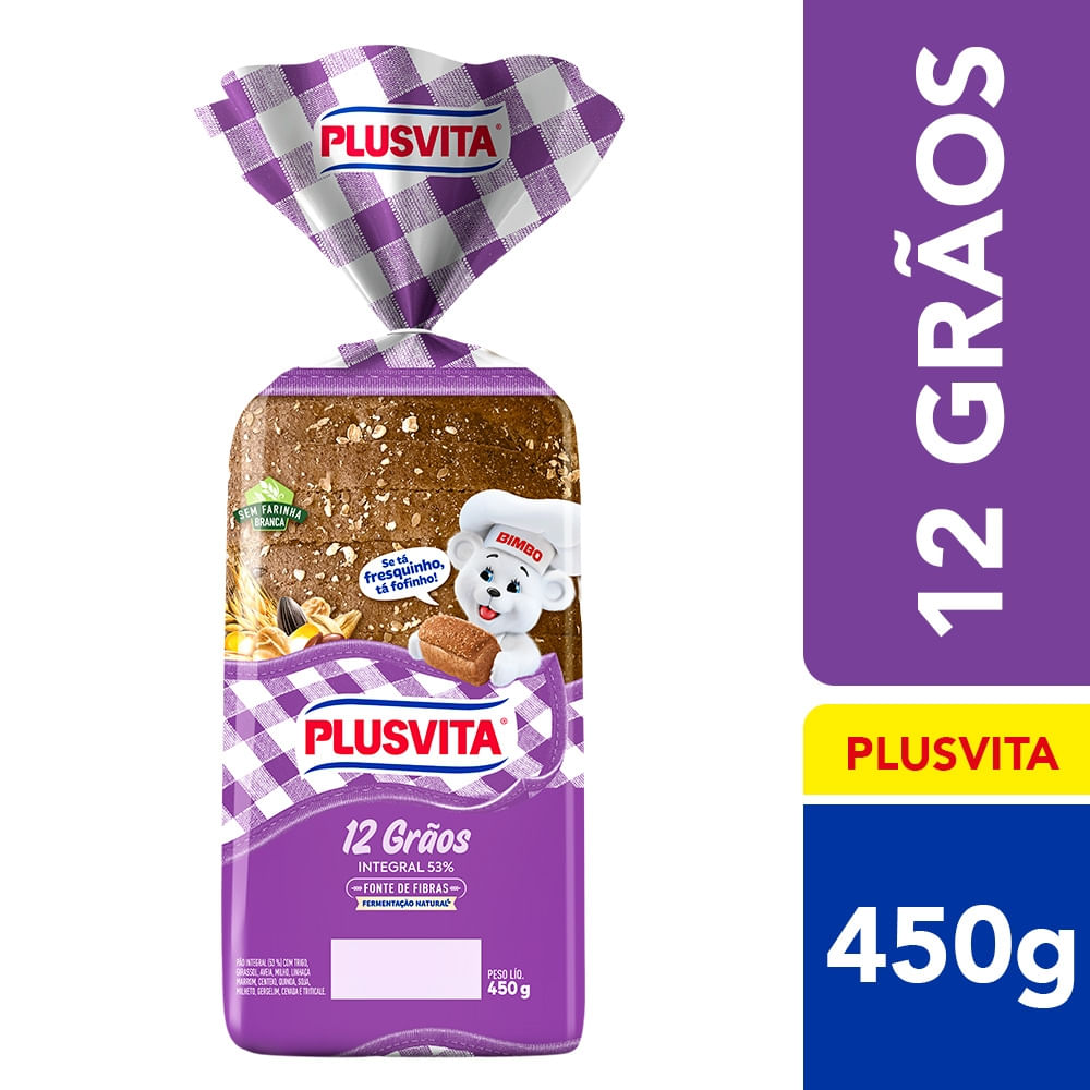 Pão De Fôrma Integral Plus Vita Vitagrão 12grãos Pacote 450g