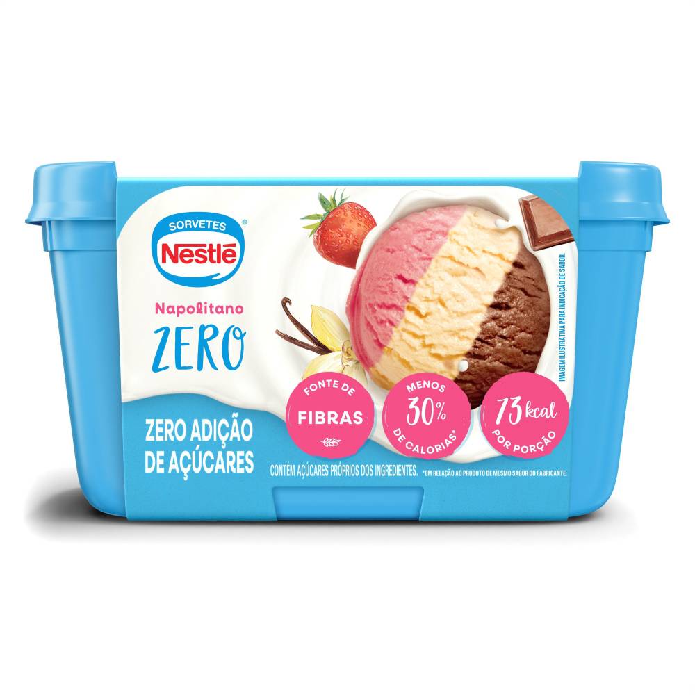 Sorvete Nestlé Napolitano Zero Açúcar 450g
