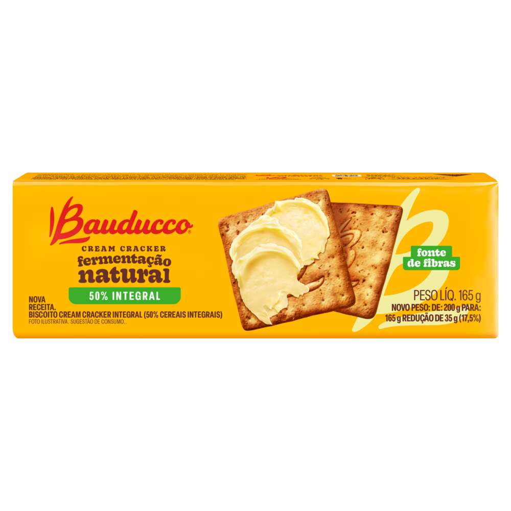 Biscoito Cream Cracker Integral Bauducco 165g