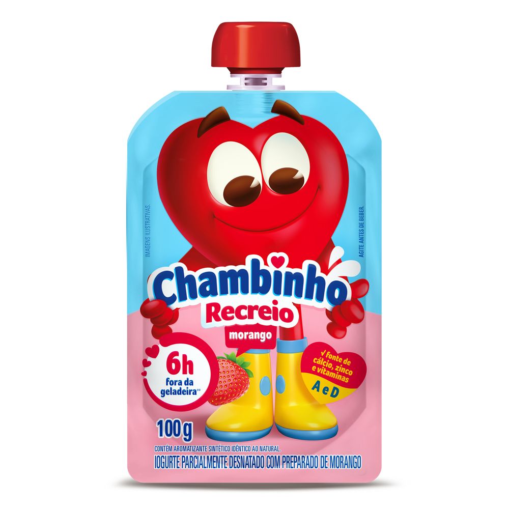 Iogurte Parcialmente Desnatado Morango Chambinho Recreio Squeeze 100g