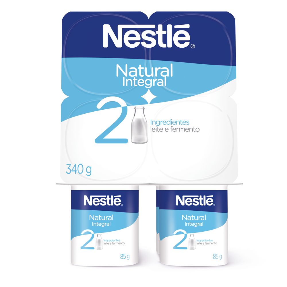 Iogurte Integral Natural Nestlé Bandeja 340g 4 Unidades