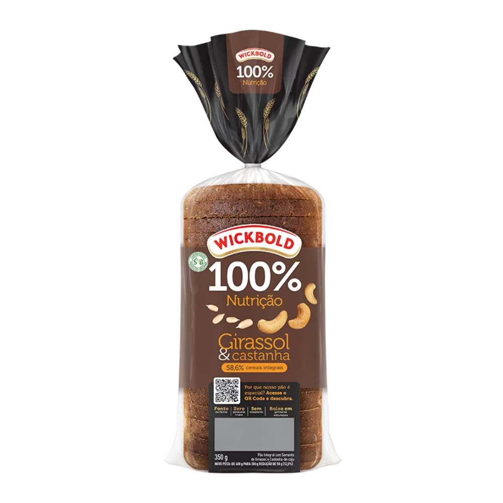 Pão De Fôrma Integral Wickbold Grão Sabor Girassol E Castanha 350g