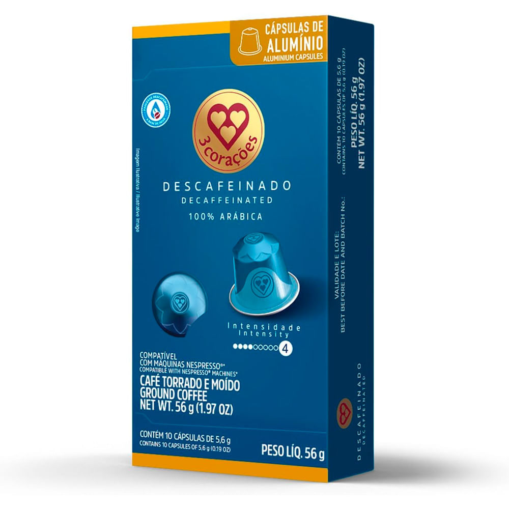 Cápsulas de Café 3 Corações Descafeinado 50g