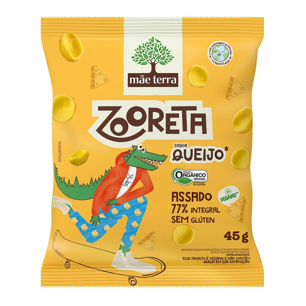 Salgadinho Orgânico Infantil Mãe Terra Zooreta Queijo 45 g
