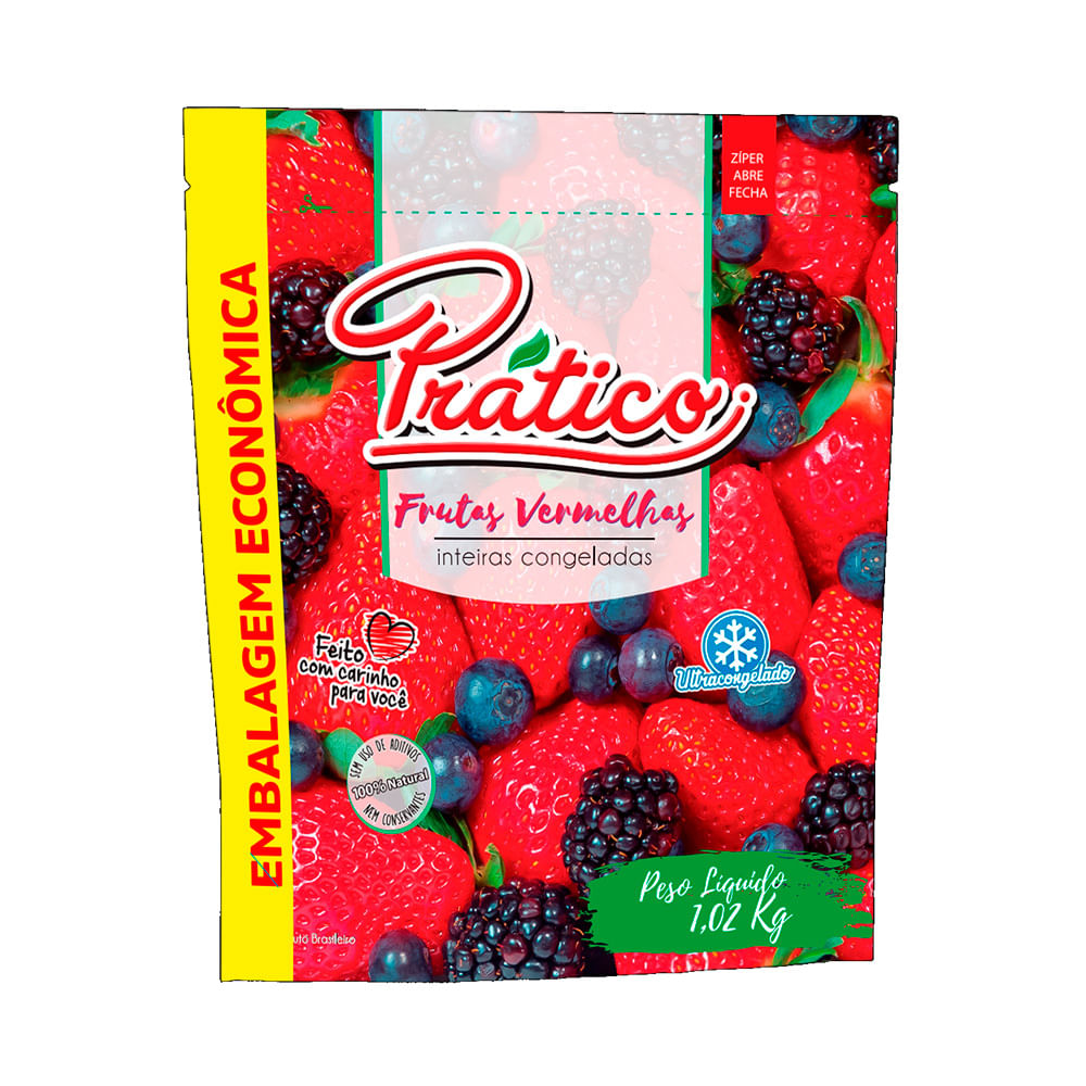 Frutas Vermelhas Inteiras Congeladas Prático 1,02kg