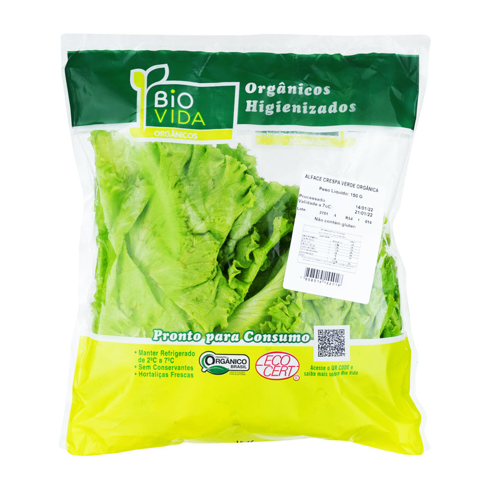 Alface Crespa Orgânica Higienizada Bio Vida