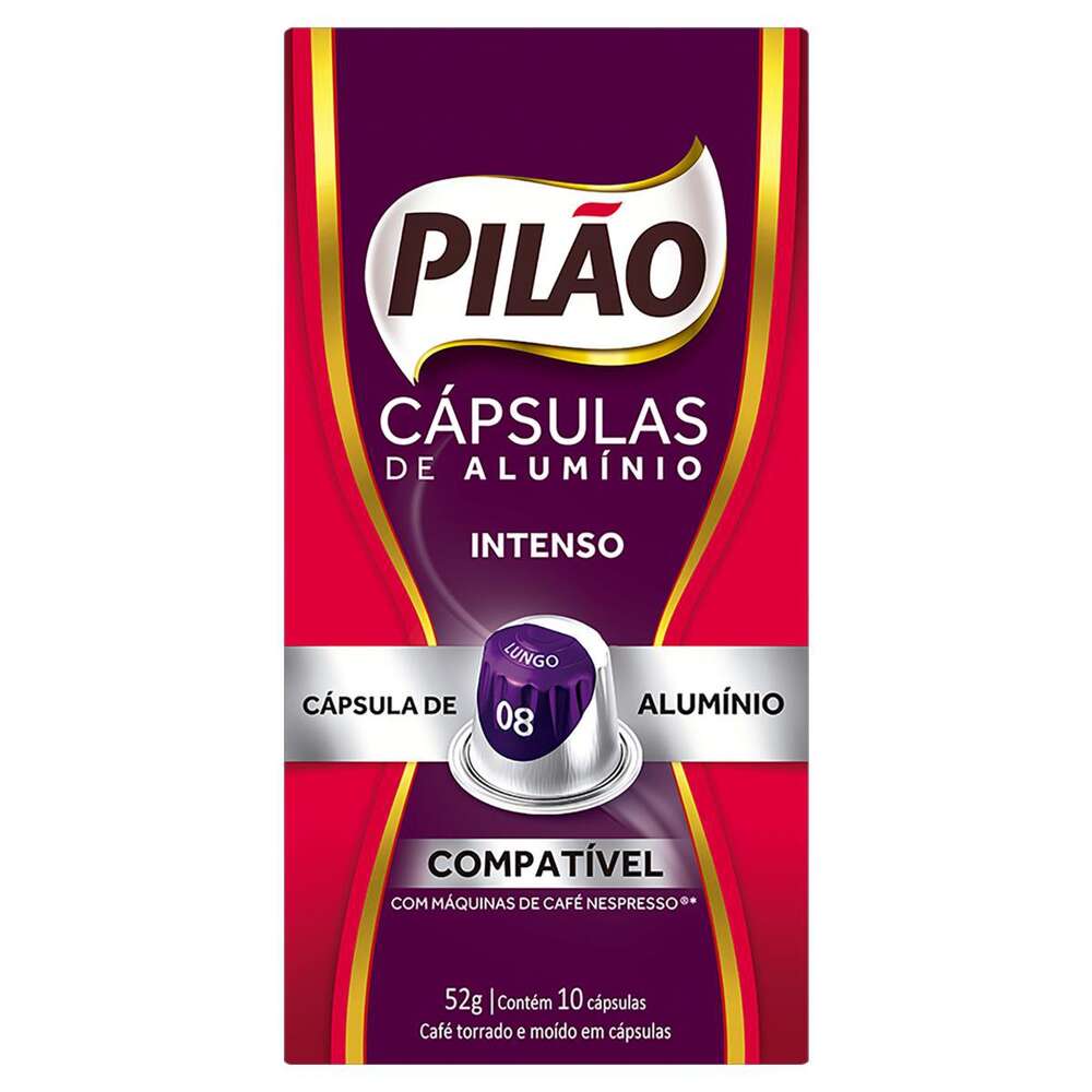 Cápsulas de Café Pilão Lungo Intenso 08 Caixa com 10 Unidades 52g