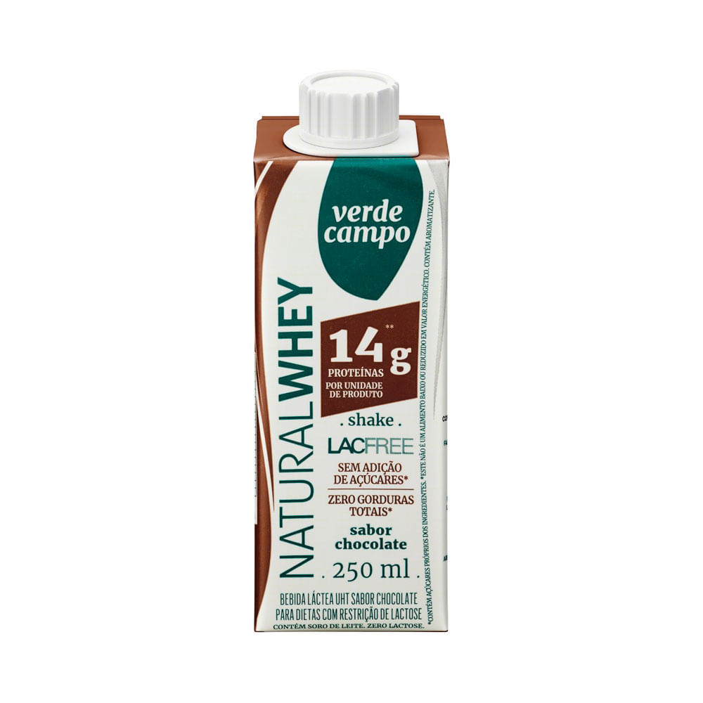 Shake Sem Lactose Chocolate Verde Campo Natural Whey 14g 250ml