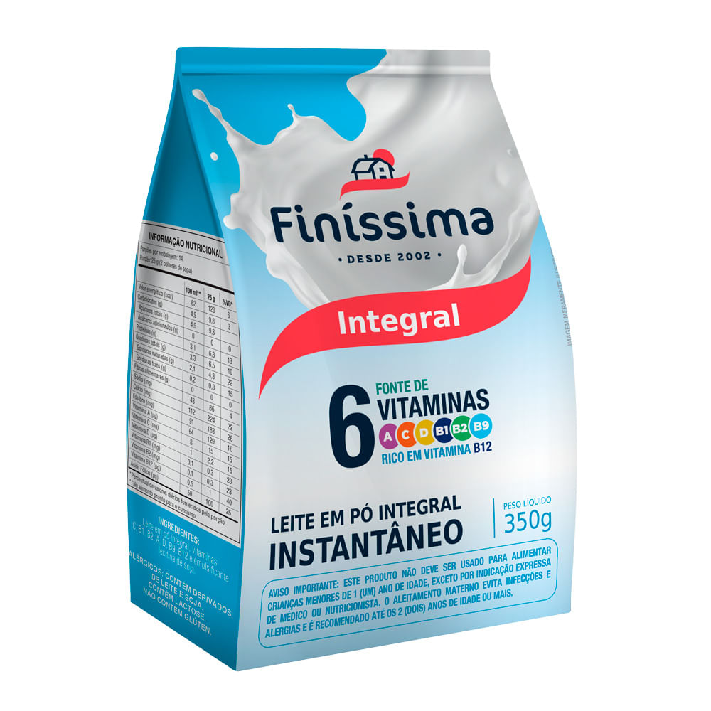 Leite em Pó Instantâneo Integral Finíssima 350g
